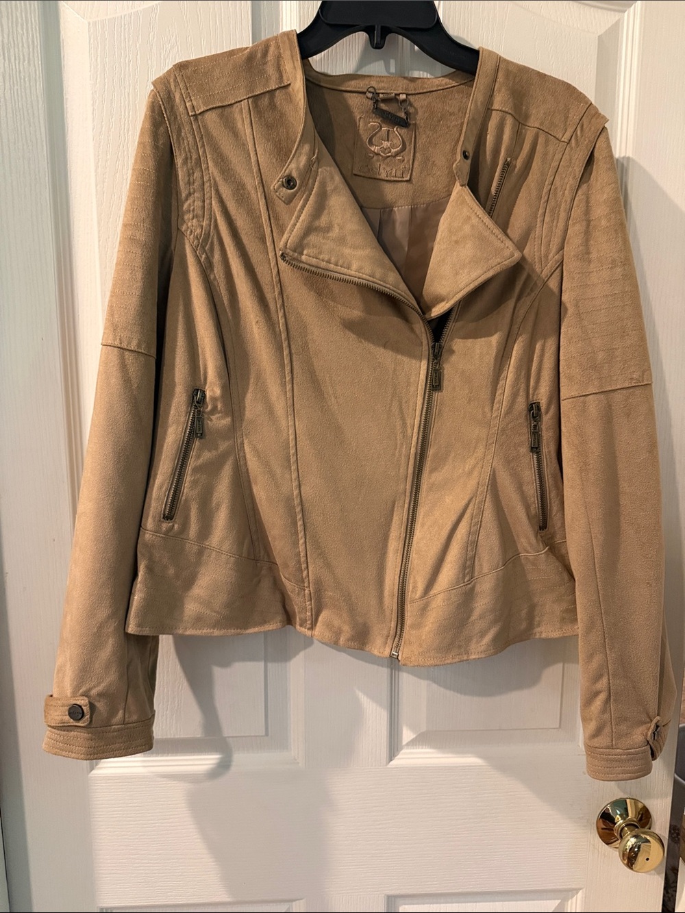 Women's Beige Suede Moto Jacket